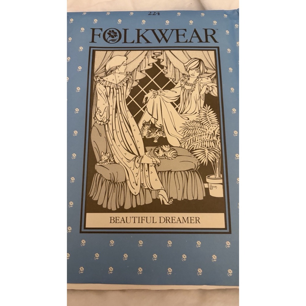 Folkwear #224 Beautiful Dreamer Long Ruffled Nightgown Puffed Sleeves Pattern